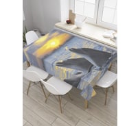 Прямоугольная скатерть JoyArty Дельфины на рассвете из сатена tc_31163_120x145