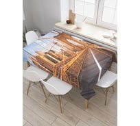 Прямоугольная скатерть JoyArty По мосту к городу из сатена tc_36807_120x145