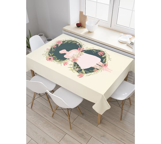 Прямоугольная скатерть JoyArty Девушка с цветочными венками из сатена tc_213178_120x145 1