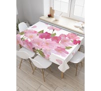 Прямоугольная скатерть JoyArty Розовые цветы из сатена tc_5501_120x145