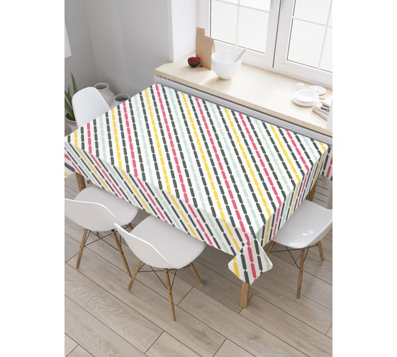 Прямоугольная скатерть JoyArty Разноцветные стежки из сатена tc_31822_120x145 1