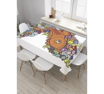 Прямоугольная скатерть JoyArty Рыба в цветах из сатена tc_35956_120x145