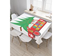 Прямоугольная скатерть JoyArty Рождественский автомобиль из сатена tc_24123_120x145