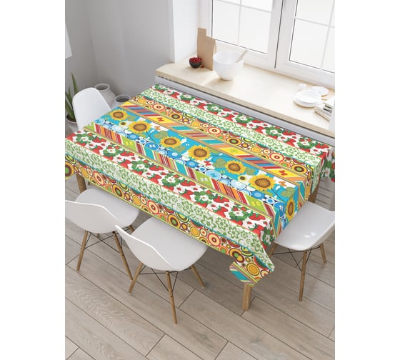 Прямоугольная скатерть JoyArty Полосы с природой из сатена tc_21532_120x145 1