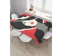 Прямоугольная скатерть JoyArty Дамочка в шляпе из сатена tc_23801_120x145