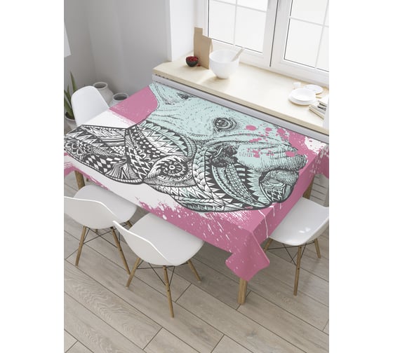 Прямоугольная скатерть JoyArty Полуорнаментный пес из сатена tc_32785_120x145 1