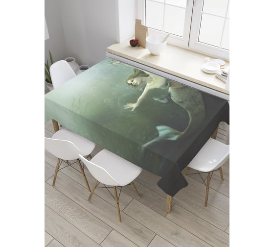 Прямоугольная скатерть JoyArty Испуг русалки из сатена tc_9096_120x145 1