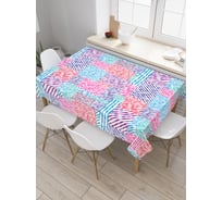 Прямоугольная скатерть JoyArty Полосатый пэчворк из сатена tc_33007_120x145