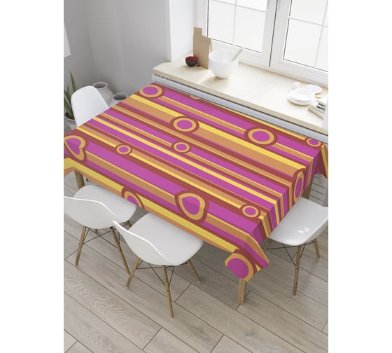 Прямоугольная скатерть JoyArty Полосы с мыльными пузырями из сатена tc_31167_120x145 1