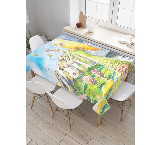 Прямоугольная скатерть JoyArty Девушка-весна из сатена tc_59487_120x145 1