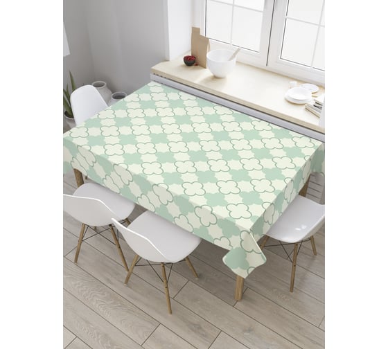 Прямоугольная скатерть JoyArty Мятные геометрические ромбики из сатена tc_33395_120x145 1