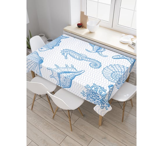 Прямоугольная скатерть JoyArty Морская фауна из сатена tc_3001_120x145 1
