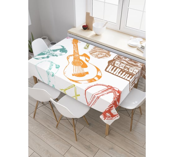 Прямоугольная скатерть JoyArty Музыкальный инструментарий из сатена tc_29510_120x145 1