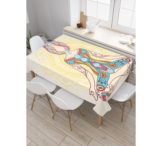 Прямоугольная скатерть JoyArty Йогиня из сатена tc_18783_120x145 1