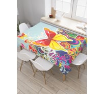 Прямоугольная скатерть JoyArty Разноцветные бабочки из сатена tc_30789_120x145