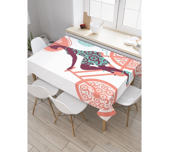 Прямоугольная скатерть JoyArty Девушка в узорах из сатена tc_30142_120x145 1