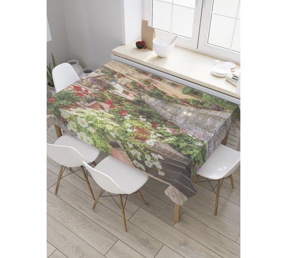 Прямоугольная скатерть JoyArty Изобилие вазонов из сатена tc_9211_120x145