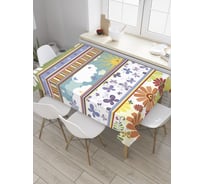 Прямоугольная скатерть JoyArty Полосы с цветочными узорами из сатена tc_31279_120x145
