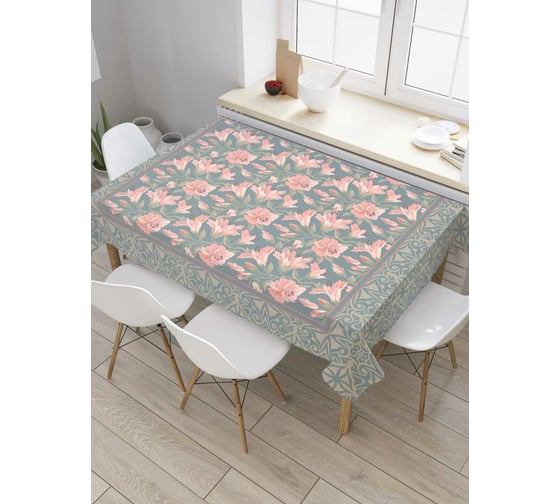Прямоугольная скатерть JoyArty Розовые цветы из сатена tc_78045_120x145 1