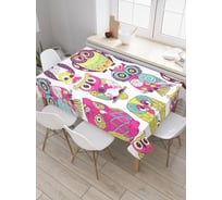 Прямоугольная скатерть JoyArty Гипнотические совы из сатена tc_2915_120x145