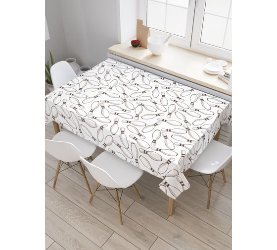 Прямоугольная скатерть JoyArty Монохромные кегли из сатена tc_38134_120x145 1