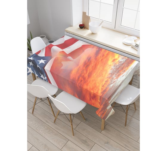 Прямоугольная скатерть JoyArty Солнечное небо из сатена tc_20709_120x145