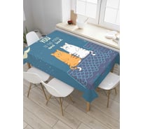 Прямоугольная скатерть JoyArty Влюбленные коты на крыше из сатена tc_46218_120x145