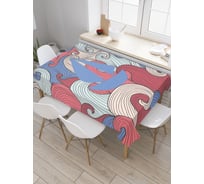 Прямоугольная скатерть JoyArty Корабль на цветных волнах из сатена tc_5342_120x145
