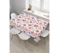 Прямоугольная скатерть JoyArty Искусство сладостей и тортиков из сатена tc_28178_120x145