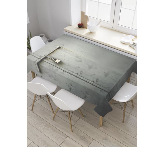 Прямоугольная скатерть JoyArty Дверь на замке из сатена tc_32149_120x145