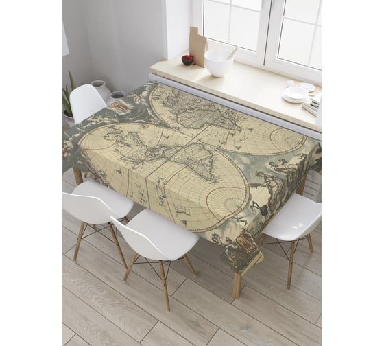 Прямоугольная скатерть JoyArty Два полушария из сатена tc_31250_120x145 1