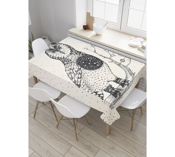 Прямоугольная скатерть JoyArty Мудрый филин из сатена tc_31957_120x145 1