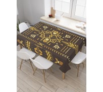 Прямоугольная скатерть JoyArty Золотистый орнамент из сатена tc_30111_120x145