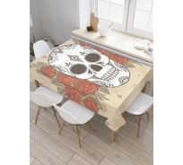 Прямоугольная скатерть JoyArty Сахарный череп и розы из сатена tc_30025_120x145