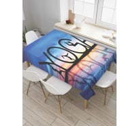 Прямоугольная скатерть JoyArty Йога на рассвете из сатена tc_9718_120x145