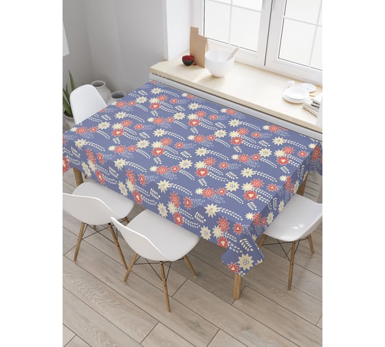 Прямоугольная скатерть JoyArty Ползающие цветочки из сатена tc_30702_120x145 1