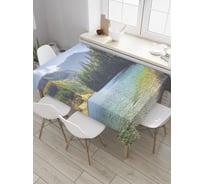 Прямоугольная скатерть JoyArty Пологий берег горного озера из сатена tc_32452_120x145