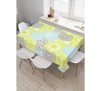 Прямоугольная скатерть JoyArty Салатовые лепестки из сатена tc_29663_120x145