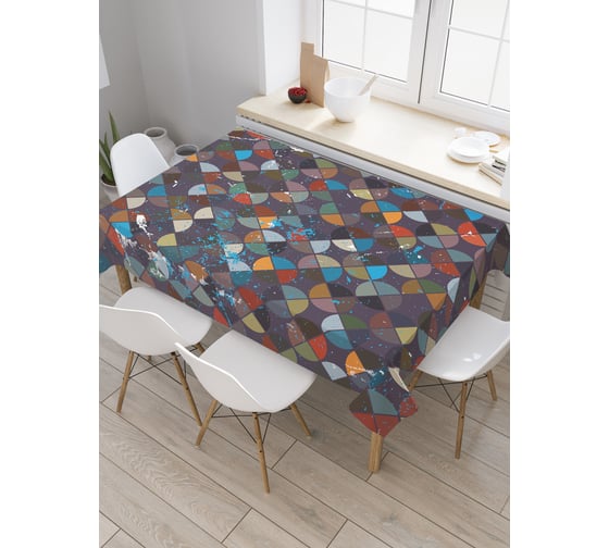 Прямоугольная скатерть JoyArty Потертый круговой узор из сатена tc_30478_120x145 1