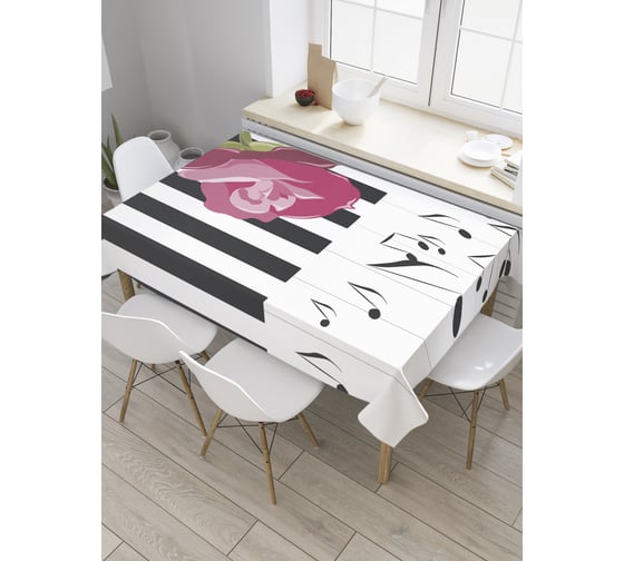 Прямоугольная скатерть JoyArty Музыкальная роза из сатена tc_31360_120x145 1