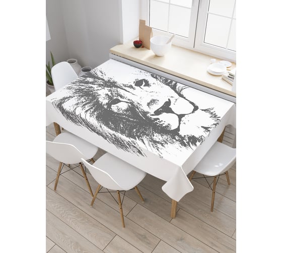 Прямоугольная скатерть JoyArty Спокойствие льва из сатена tc_21840_120x145