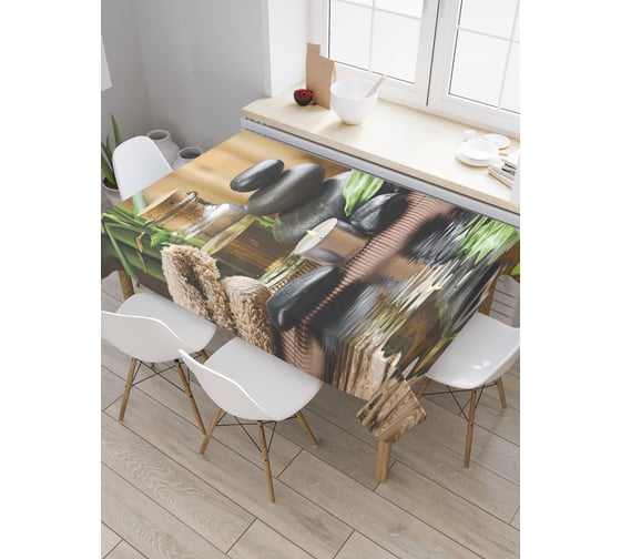 Прямоугольная скатерть JoyArty Водные процедуры из сатена tc_21863_120x145 1