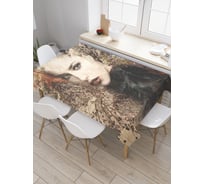 Прямоугольная скатерть JoyArty Портрет девушки из растений из сатена tc_30257_120x145