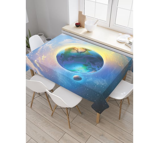Прямоугольная скатерть JoyArty Проекция земли из сатена tc_20843_120x145 1
