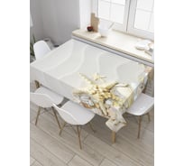 Прямоугольная скатерть JoyArty Морская звезда среди ракушек из сатена tc_35909_120x145