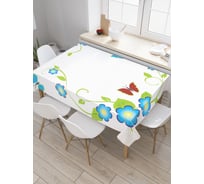 Прямоугольная скатерть JoyArty Мотыльки над цветами из сатена tc_31618_120x145