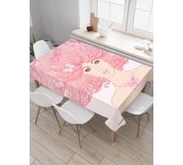 Прямоугольная скатерть JoyArty Девушка с бабочками из сатена tc_29495_120x145