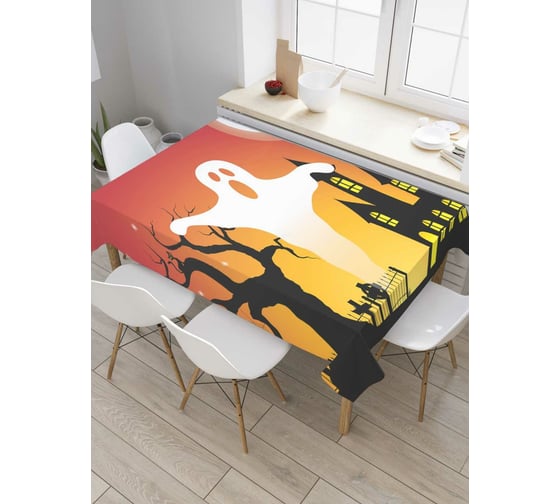 Прямоугольная скатерть JoyArty Привидение на кладбище из сатена tc_4593_120x145 1