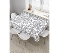 Прямоугольная скатерть JoyArty Монохромный цветочный паттерн из сатена tc_31488_120x145