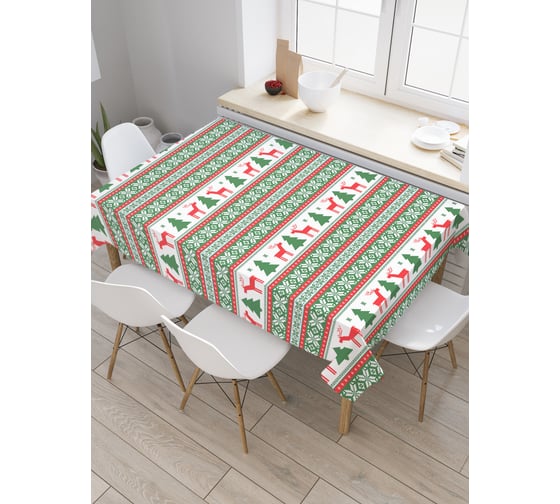 Прямоугольная скатерть JoyArty Зимние олени из сатена tc_20487_120x145 1